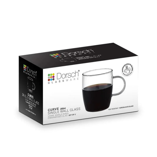 Dorsch, Curve Glass Mugs Set 2Pcs, 280Ml