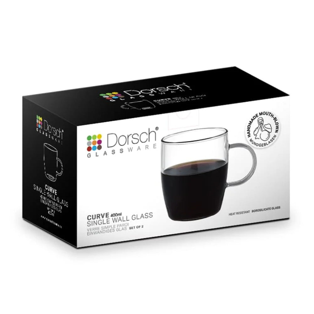 Dorsch, Curve Glass Mugs Set 2Pcs, 400Ml