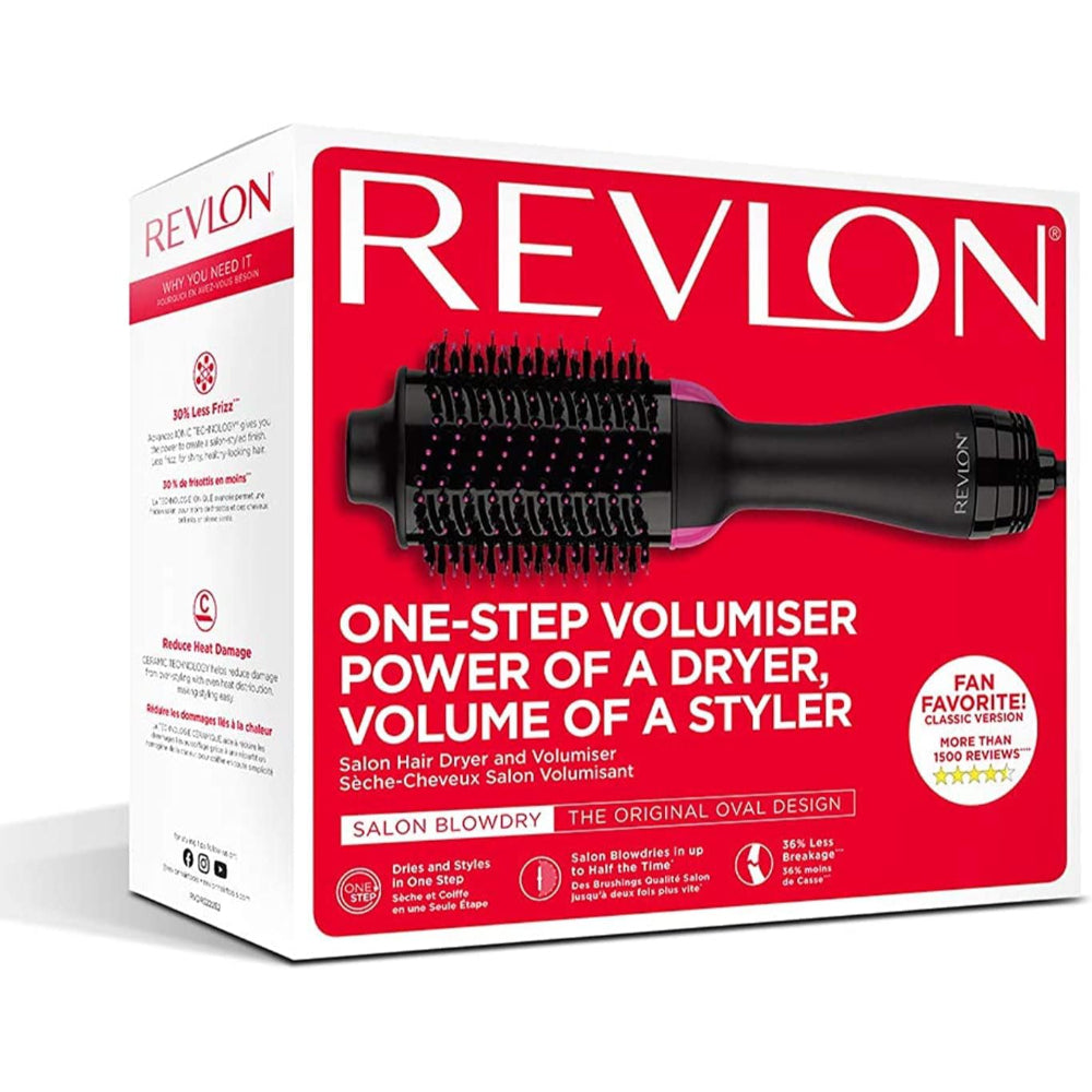 Revlon One Step Hair Dryer And Voluminizer, 3 Heat - 2 Speed Settings, Oval Brush Design, Ion Technology, DR5222E4