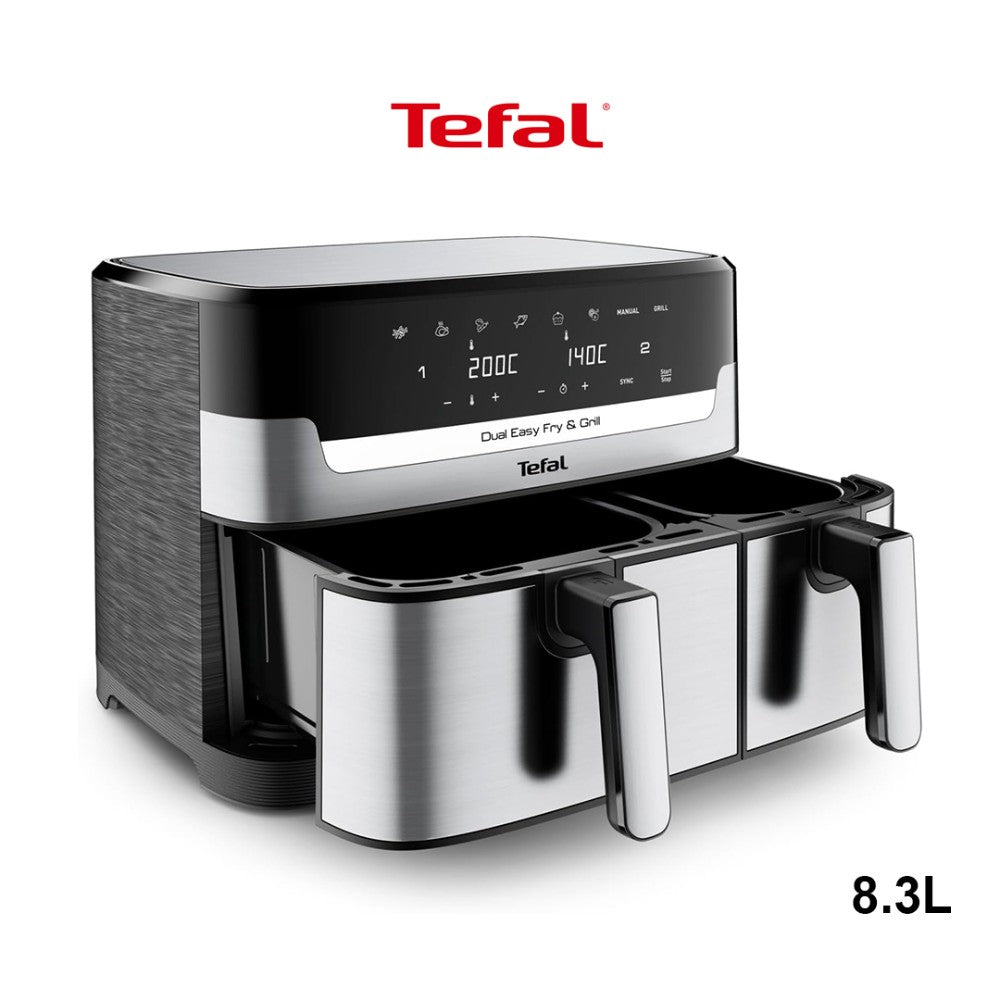 Tefal, Airfryer & Grill |Dual Easy Fry & Grill | 8.3 L | Dual Drawers | 8 Pre-Set Cooking Programs | Dishwasher-Safe Parts | Dedicated App | Ey905D40