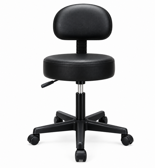 Professional Adjustable Rolling Salon Stool with Backrest