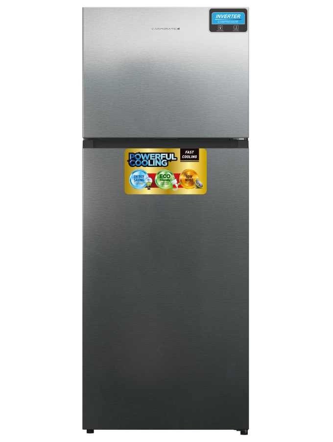 Campomatic, No Frost , Inverter Motor , 5 / Glass Shleves , Recessed Handles , Led Lights, Twist Icemaker, Reversible Door, Color : Stainless Steel . Dimensions : H180*W70*D70Cm