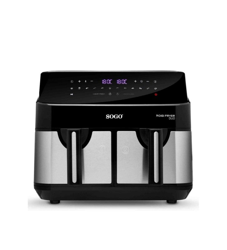 Sogo, Air Fryer 9 Litre Double Basket 9Litre (4.5Lx2) - Digital Touch Display -1750W