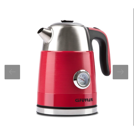 G3Ferrari, Electric Kettle 2200W 1.7L With Temperature Indicator, Stainless Steel Red