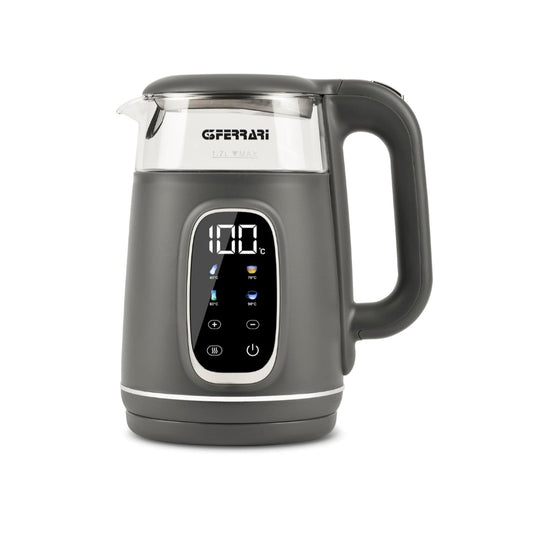 G3Ferrari Glass 1.7L - 1850W-2200W Electric Kettle, Anti-Burn Housing, Display Touch Screen, Temperature Indicator, 40C-100C, Over-Heating Protection, Concealed Heating Element, Automatic Shut-Off, G10224