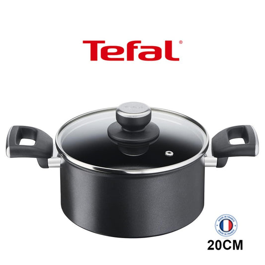 Tefal, Unlimited 20 Cm Casserole With Glass Lid, Non Stick With Thermo Signal, Aluminium, Black, G2554422