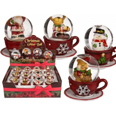 Out Of The Blue, Polyresin Snow Globe, Christmas Figurines, On Red Coffee Cup