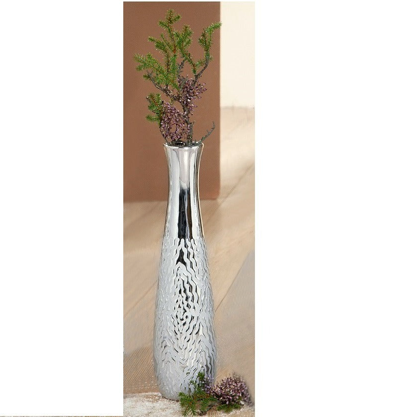 Ceramic Silver Bottle Vase 50 Cm