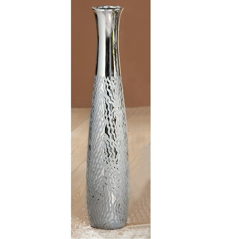 Ceramic Silver Bottle Vase 70 Cm
