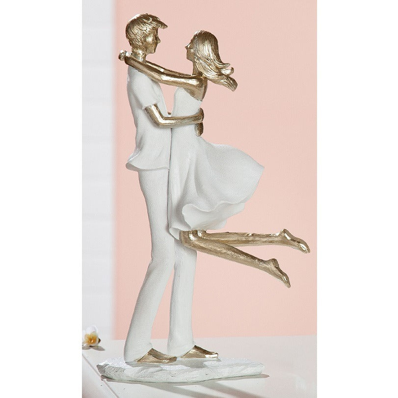 Sculpture Couple Lovers Joyful Leap
