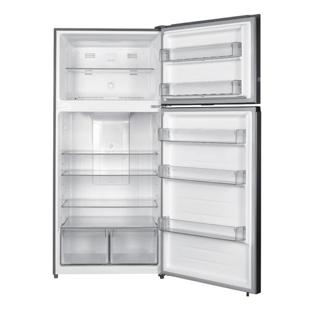 Haier Fridge Top Mount, Inverter, Electronic Temprature Control, Twist Ice Maker, Large Crisper Drawer With Humidity, Inox, HAE-HRF850VN