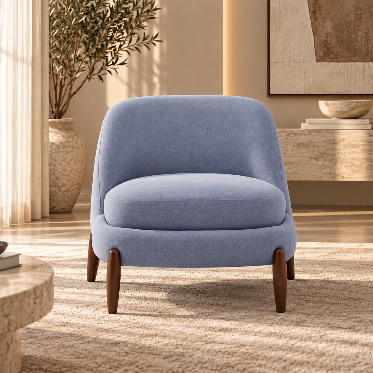 Massimo Luxury Upholstered Lounge Chair – Blue | HSA010-B