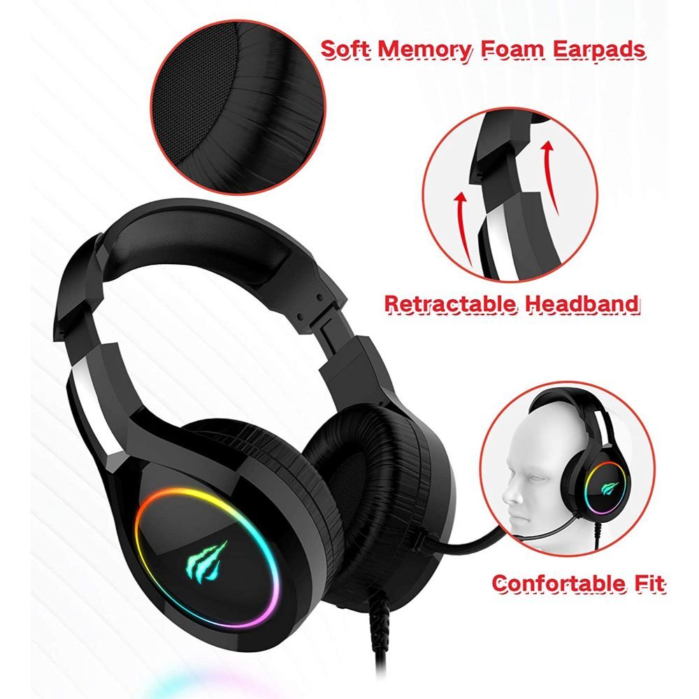 Havit, Rgb Wired Gaming Headset, H2011D, Black