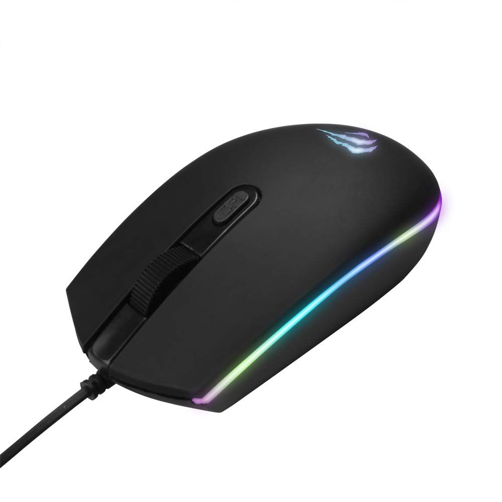 Havit, Wired Usb Gaming Mouse 1200 Dpi With Rgb Light, Ms1003, Black