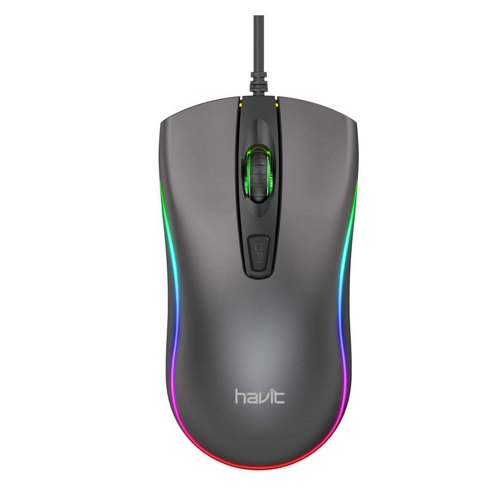 Havit, Wired Usb Gaming Mouse 1200 Dpi With Rgb Light,Ms72, Grey
