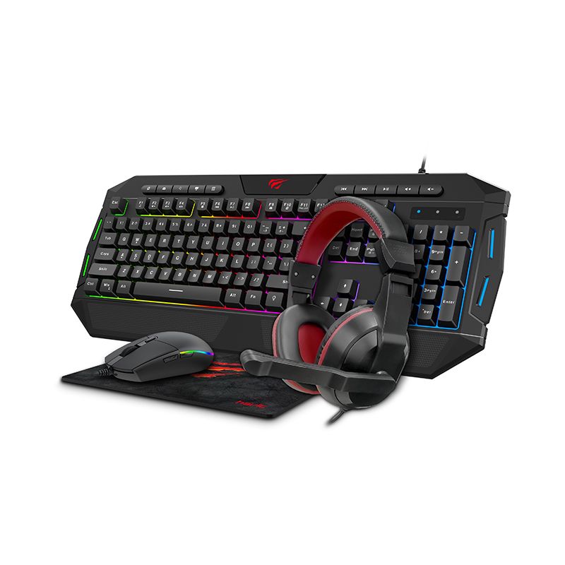 Havit, 4Ni1 Wired Gaming Combo (Keyboard+Mouse+Headphone+Mouse Pad), Kb501, Black