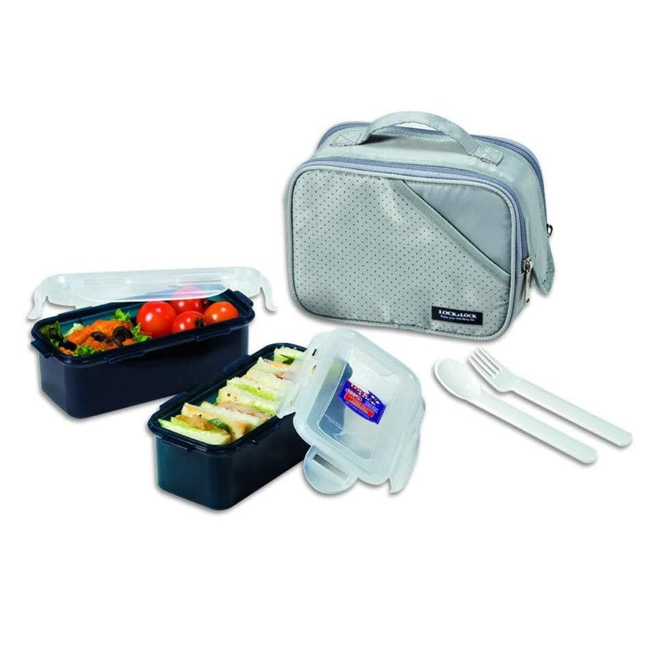LocknLock, Lunch Box Black W/3Pcs, HCPL762DB
