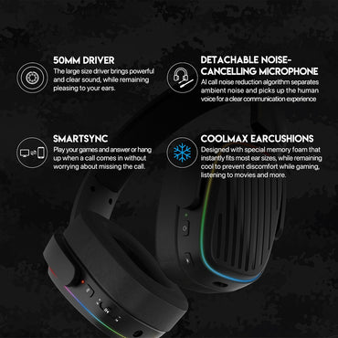 Fantech, Whg02 Harmony: Tri Mode Bluetooth, Wired, Usb Wireless Headset