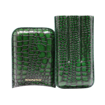 Hemingway, Portable Cigar Case 3 Cigars Holder Premium Leather Cigar Case ? Green, HMW3PGN