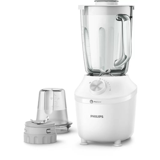 Philips, Blender Stand, 600W, 2L, Mill (1), 2+Pulse, Glass, White