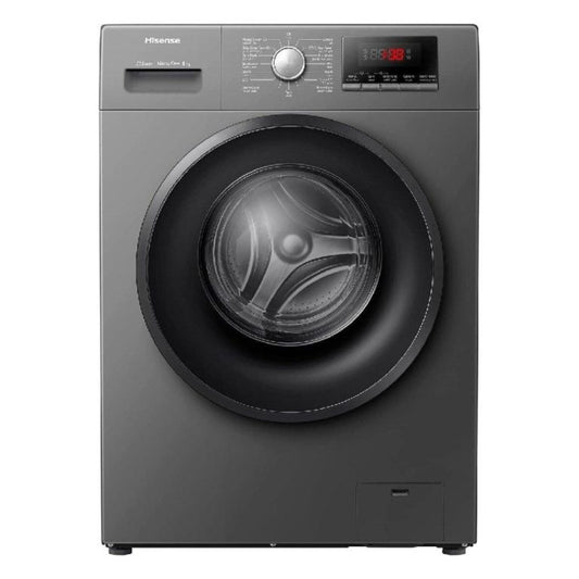 Hisense Front Load Washer 8Kg, Spin Speed, 1200RPM, Inverter Motor, Black Door, Titanium Body, HSN-WFQP8012TS