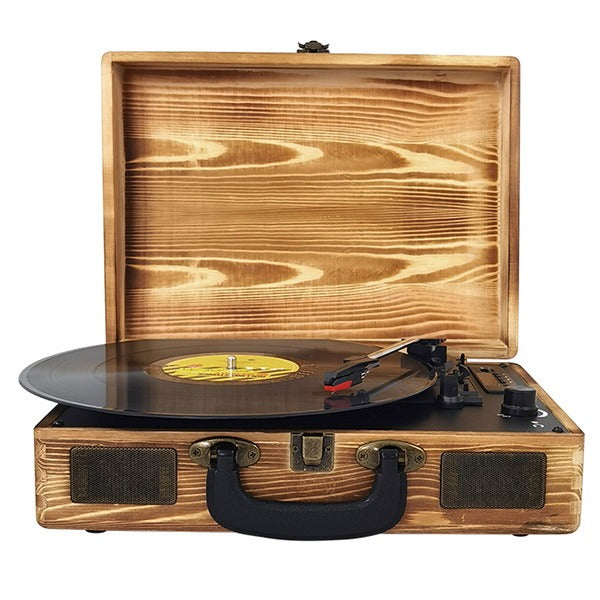 Prixton Turntable Vinyl Record Player Led Stereo Wood Bluetooth - Te001