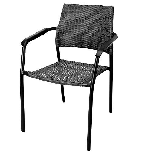 Bistro Chair Metal PP Rattan Dark Grey