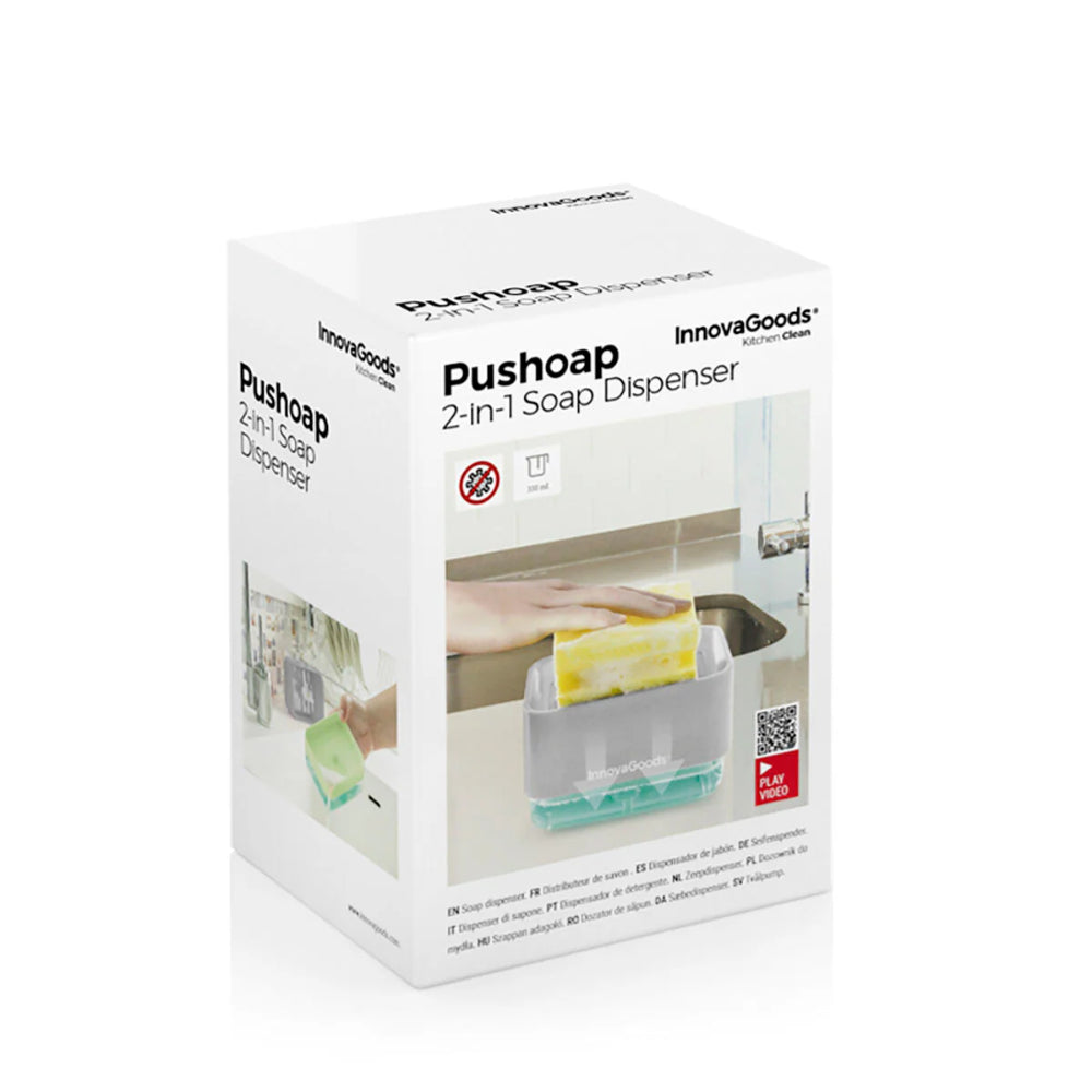 InnovaGoods 2-in-1 Soap Dispenser for the Kitchen Sink Pushoap, V0103313