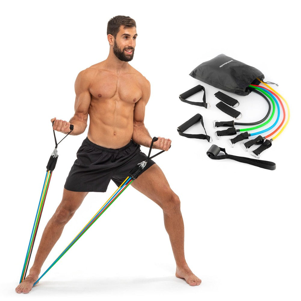 InnovaGoods, Set Of Resistance Bands With Accessories And Exercise Guide Rebainer (Pack Of 5), V0103182