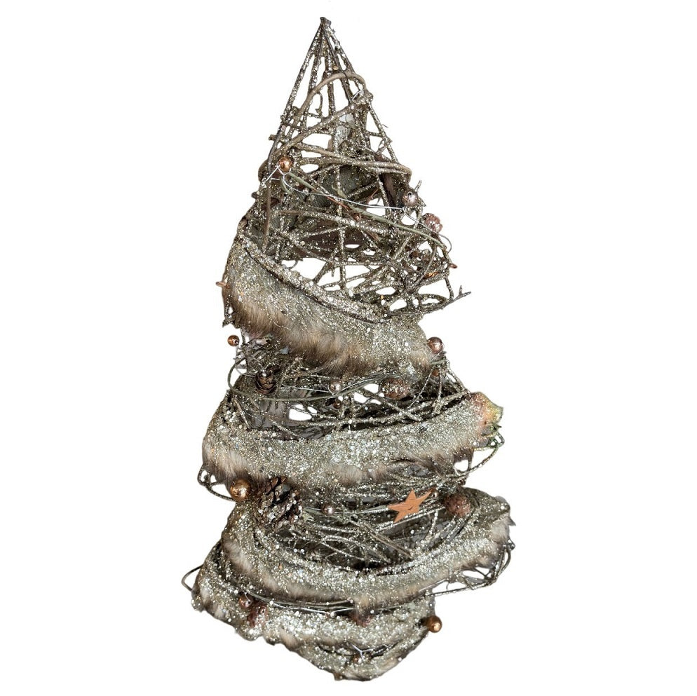 Itemz, Christmas Tree Decorated with Pine Cone Glitter and Fur 56 cm
