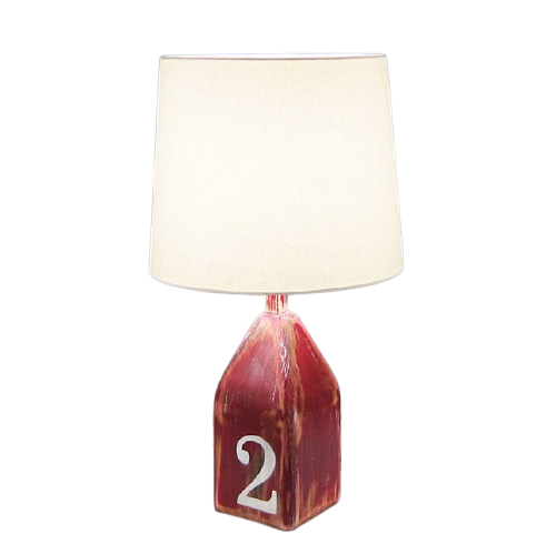 Itemz, Table Lamp Square Mango Wood Red Base