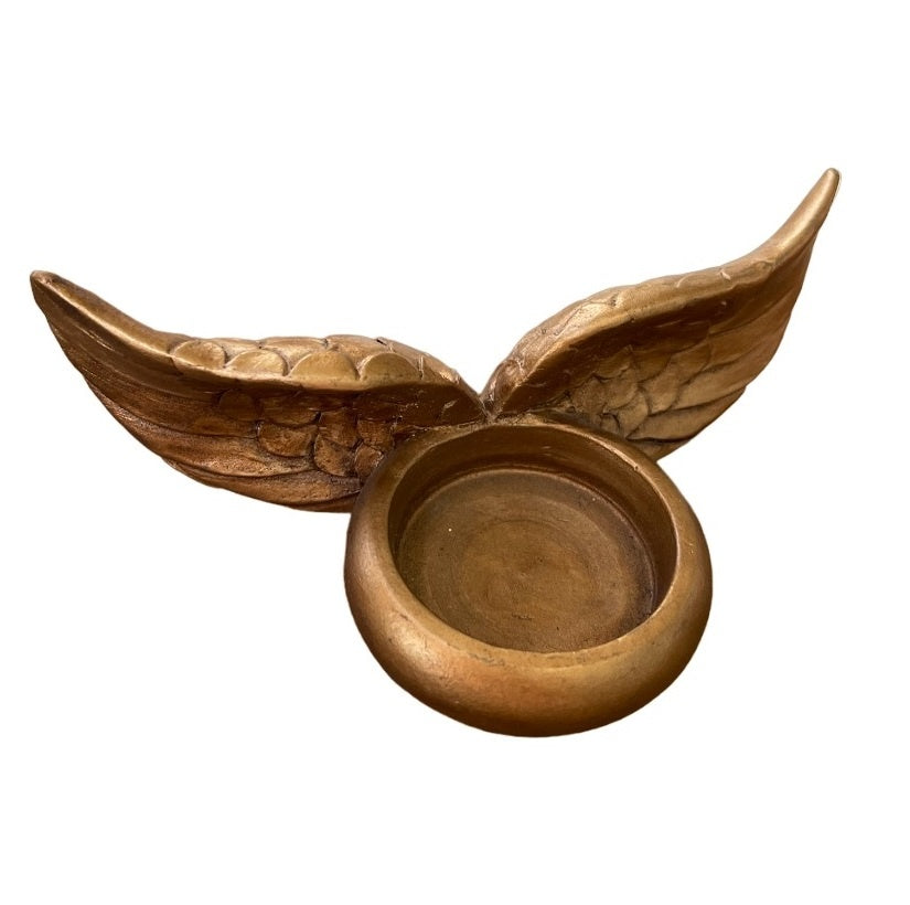 Itemz, Tealight Candle Holder Antique Gold Angel Wing