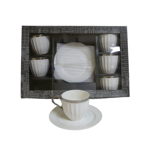 La Perla, Box Of 6 Tea Set Silver Porcelain