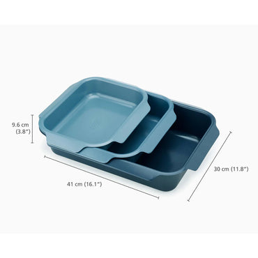 Joseph Joseph Nest Oven 3-Piece Nesting Non-Stick Roasting, High Quality Carbon Steel Construction, Durable Dual-Layer Non-Stick Coating, JOSE-45060