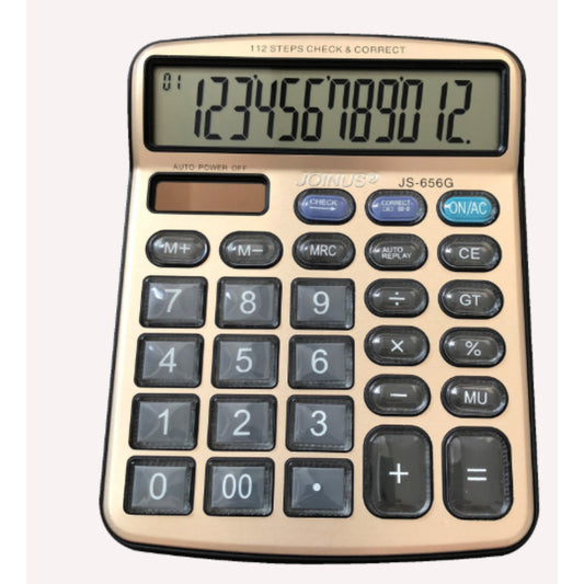 Joinus JS-656 12 Digit Tax Calculator Solar Powered Dual Power Supply Desktop Calculator For Business Use