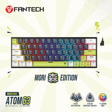 Fantech, Mori Edition Mk874V2 - Atom63, Pro Wired Mechanical Keyboard With Rgb Lighting, Available in Different Colors