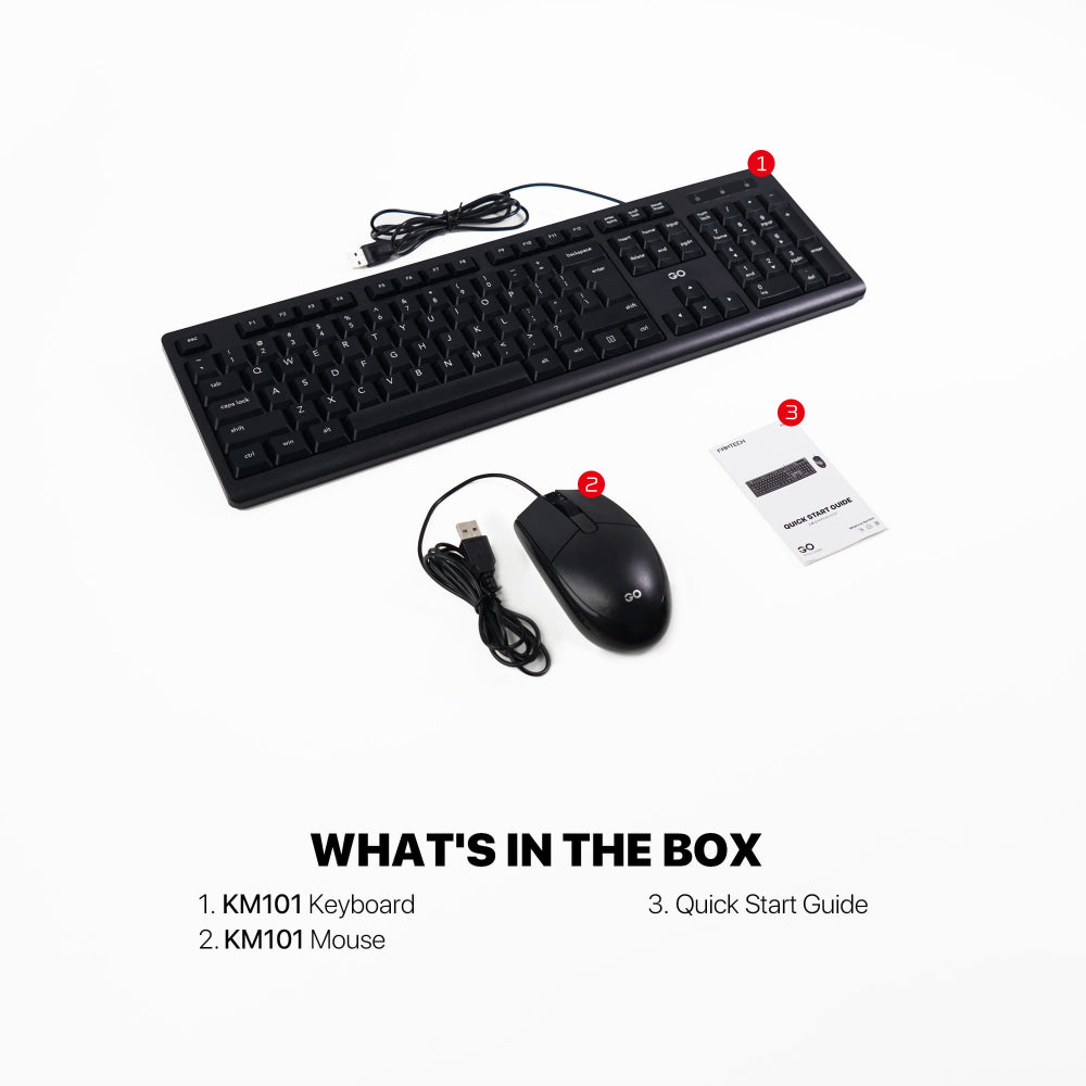 FANTECH KM101GO Professional Wired Combo, Durable Design, English/Arabic, Ideal for Daily Office & Business Use