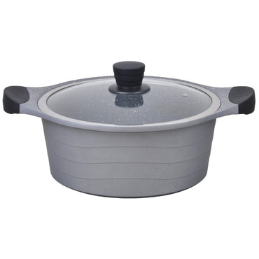 Kinox, Al Granite Casserole 20 cm Glass Lid & Silicon Black Handles, Kin-909020