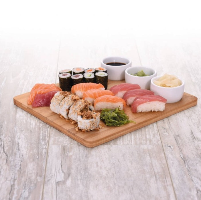 Snack Serving Set 4 pcs, bamboo Board with 3 Bowls