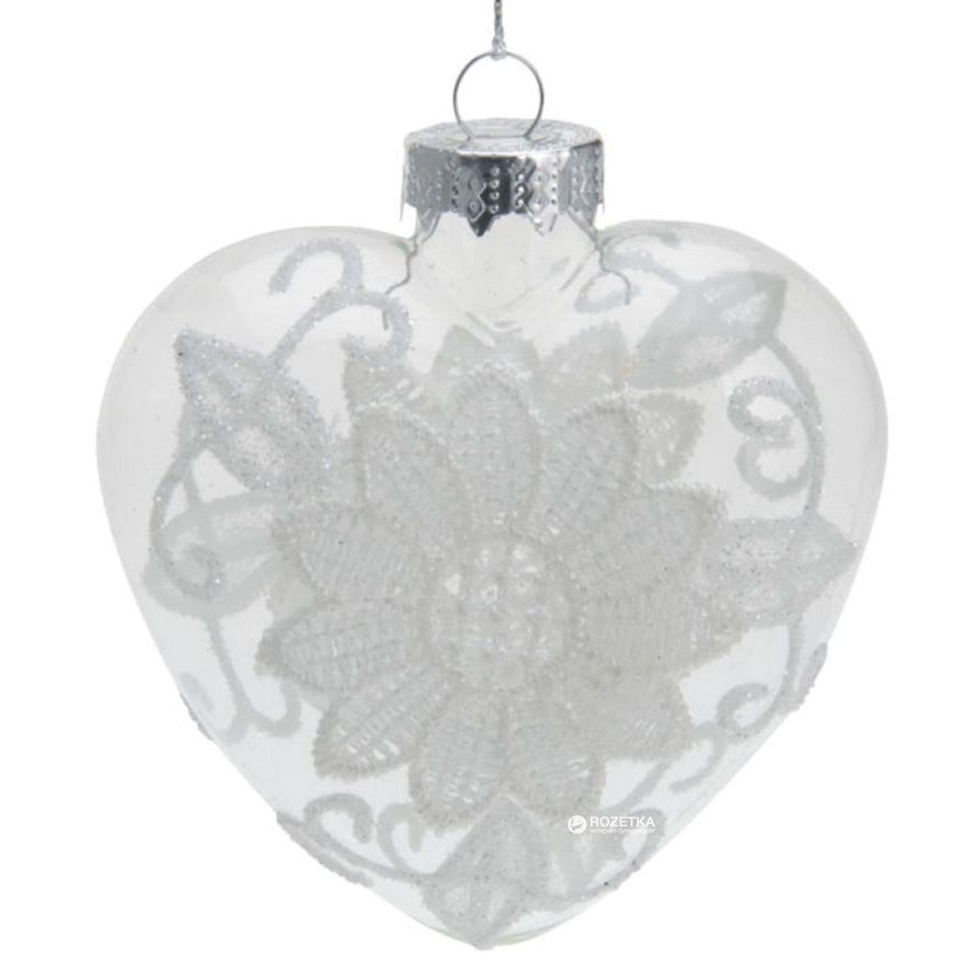 Itemz, Glass Christmas Decoration Heart Flower 8 Cm