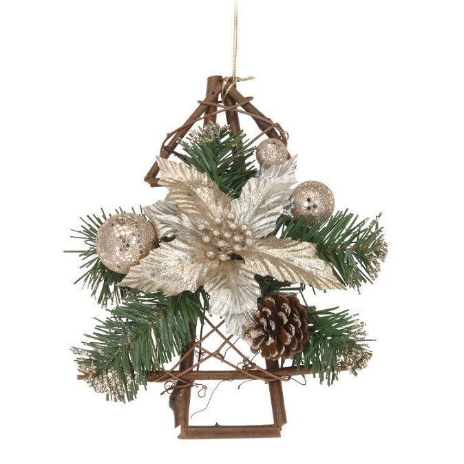 Itemz, 25Cm Traditional Hanging Christmas Wreath Tree Champagne, Available in Different Colors