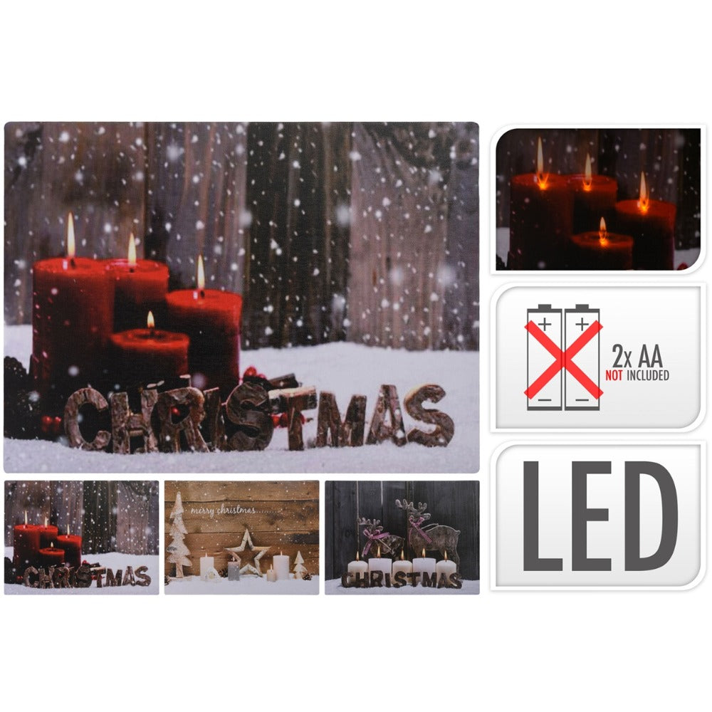 Decorative Illuminated Canvas with Christmas Theme and Led Lights 50x40 cm