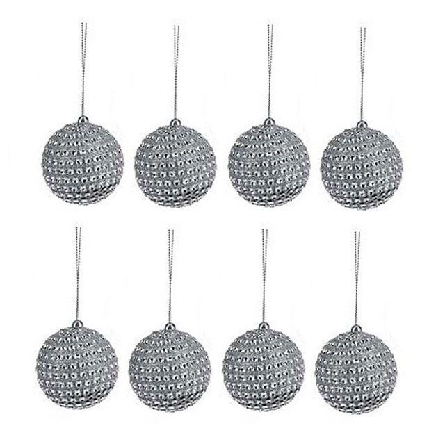 Itemz, Set Of 8 Christmas Balls 45Mm Silver