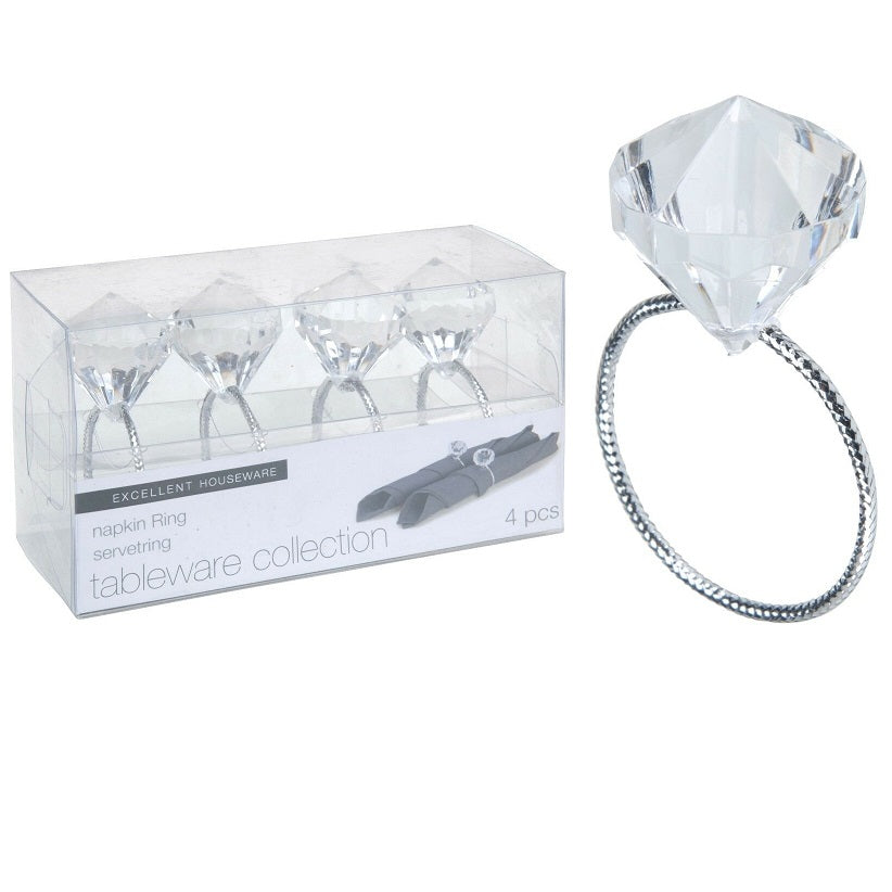 Itemz, Set Of 4 Diamond Design Napkin Rings
