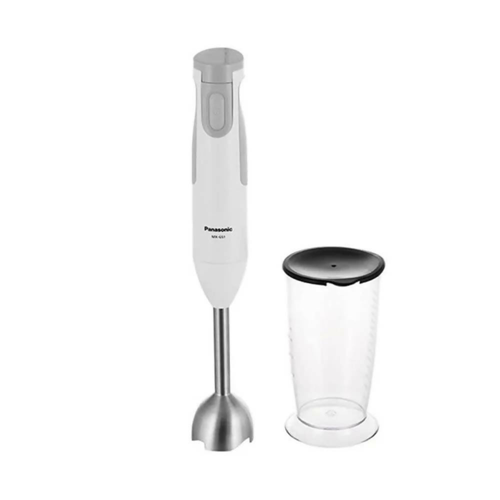 Panasonic Hand Blender, 600W, Stainless Straight Blade, Beaker And Wall Rack Attachment, 1 Speed Control, White, MXGS1WTN