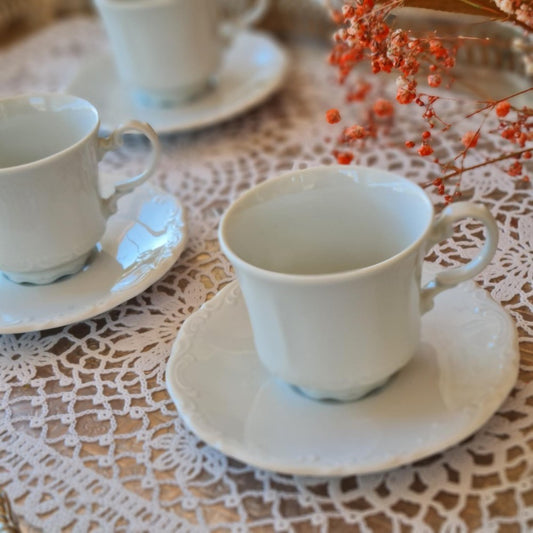 Mitterteisch, San Marco 12 Pcs Cup & Saucer White Embossed