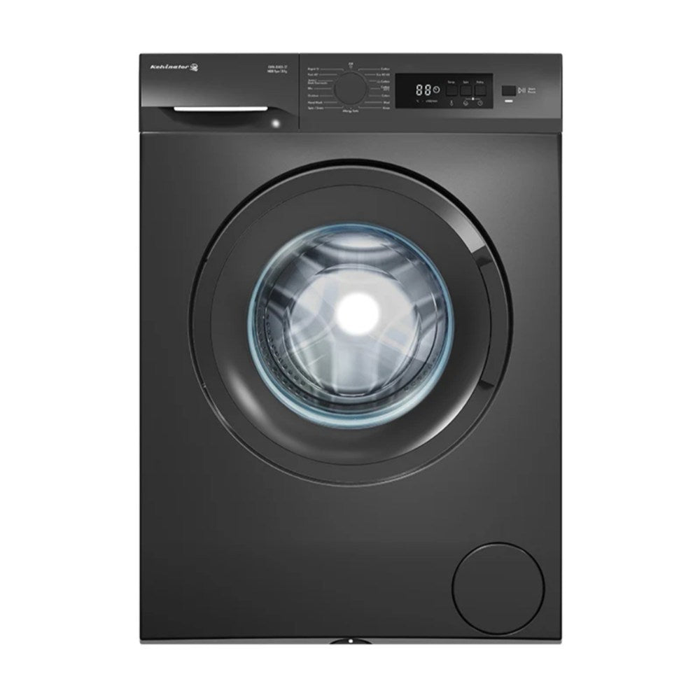 Kelvinator, Washing Machine 8KG 1400RPM, Inverter, Grey, Black Door