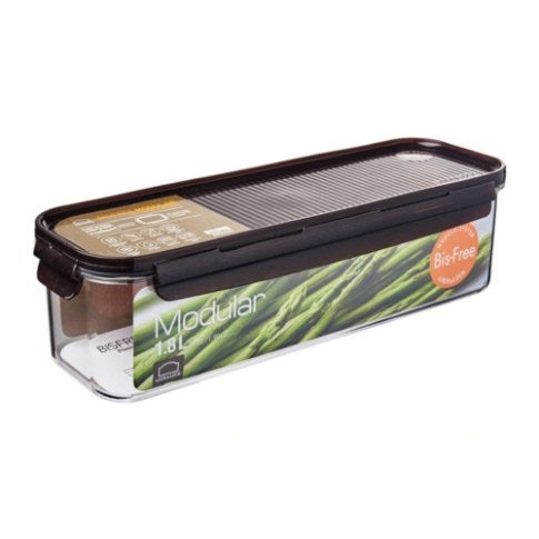 LocknLock, Modular Bisfree Rectangular Container (Wave) 1.8L - Brown,Lbf410