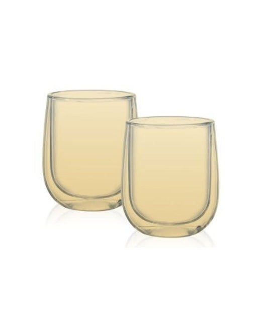 Luciano, 80Ml Borosilicate Ion Plating Amber Double Wall Glass 2Pc Cup In Gift Box