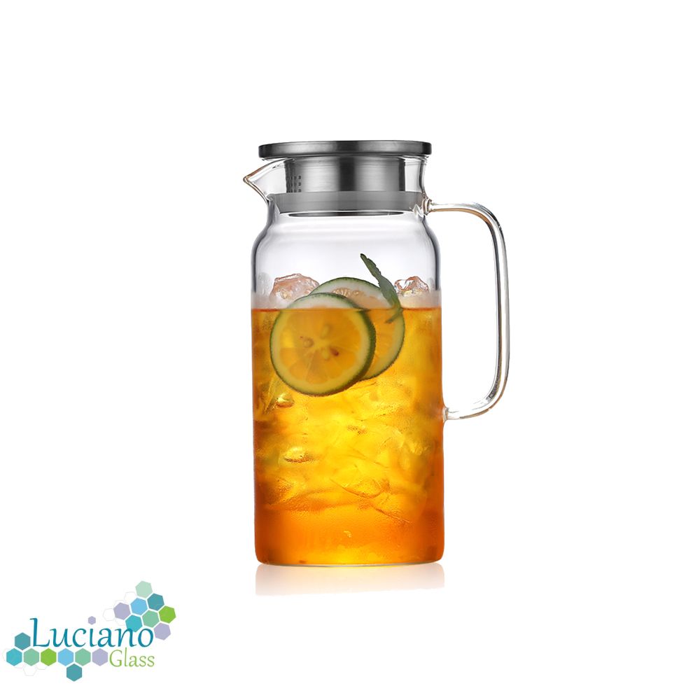 Luciano, 1200Ml Borosilicate Glass Pitcher With Stainless Steel Cover